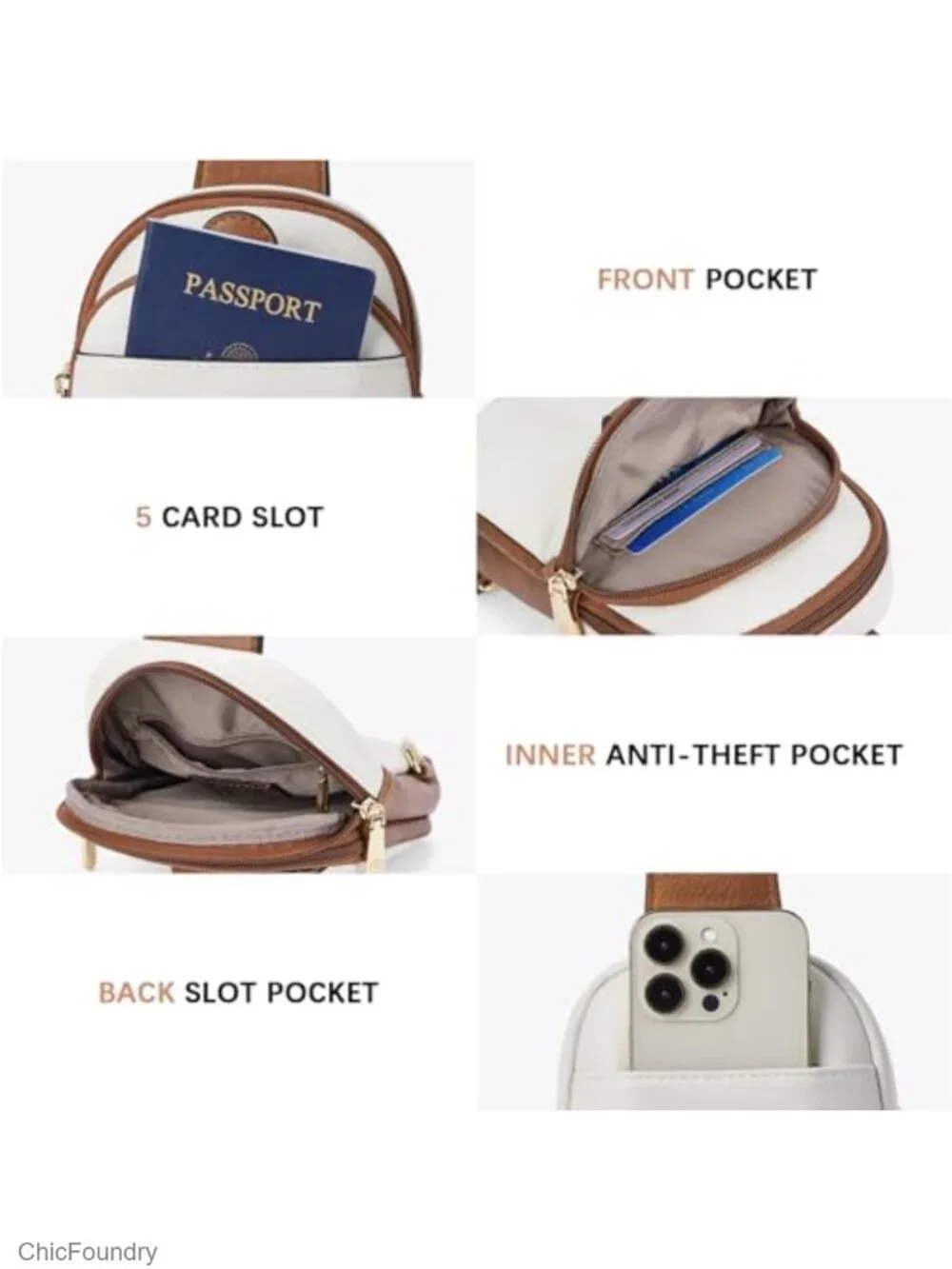 PU Leather Sling Bag Crossbody Purse for Women with Multiple Pockets